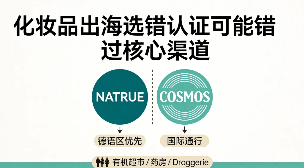 NATRUE与COSMOS认证对比：德语区化妆品渠道准入决策示意图